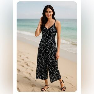 Z Supply Black and White Floral Maxi jumpsuit